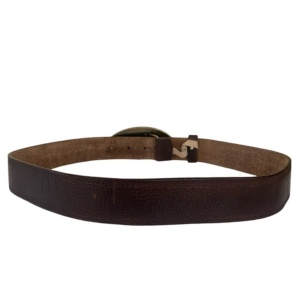 Adrienne Landau Genuine Leather Belt Brown With Animal Print Buckle Size L - Picture 3 of 5
